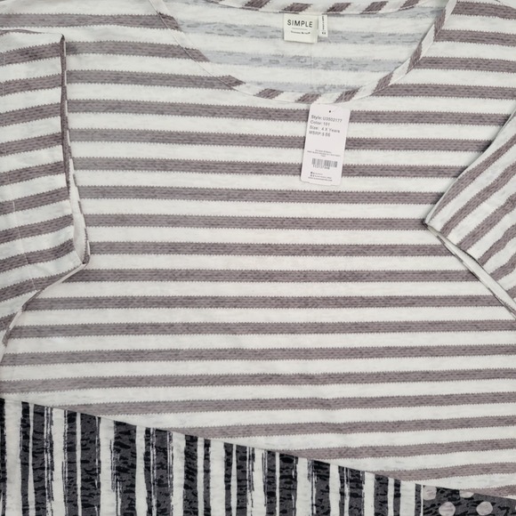 Mixed Print Striped Polka Dot Print Dolman Sleeve Retro Top Womens 4X Artsy New - Picture 4 of 12